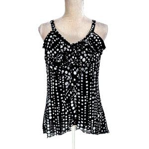 White House Black Market Womens Ruffle Polka Dots Chiffon Tank Size XS  E4P